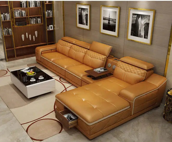 Living Room Sofa set furniture real genuine leather sofas recliner salon couch puff asiento muebles de sala canape L sofa cama