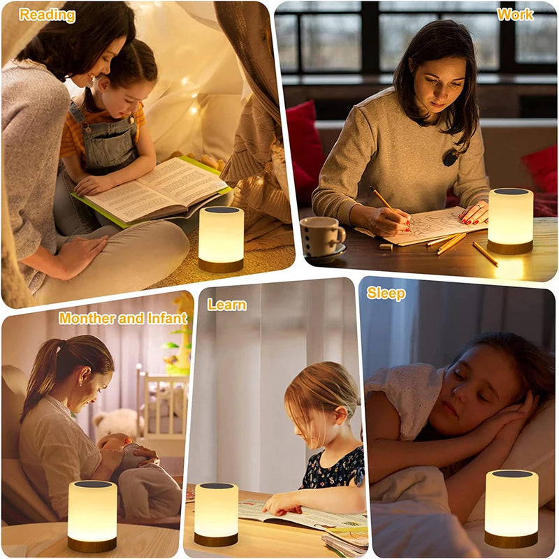 Touch Lamp LED Table Lamp Bedside Lamp RGB Table Lamp Bedroom Lamp with Touch Sensor Portable Desk Lamp RGB Light for Kids Gifts